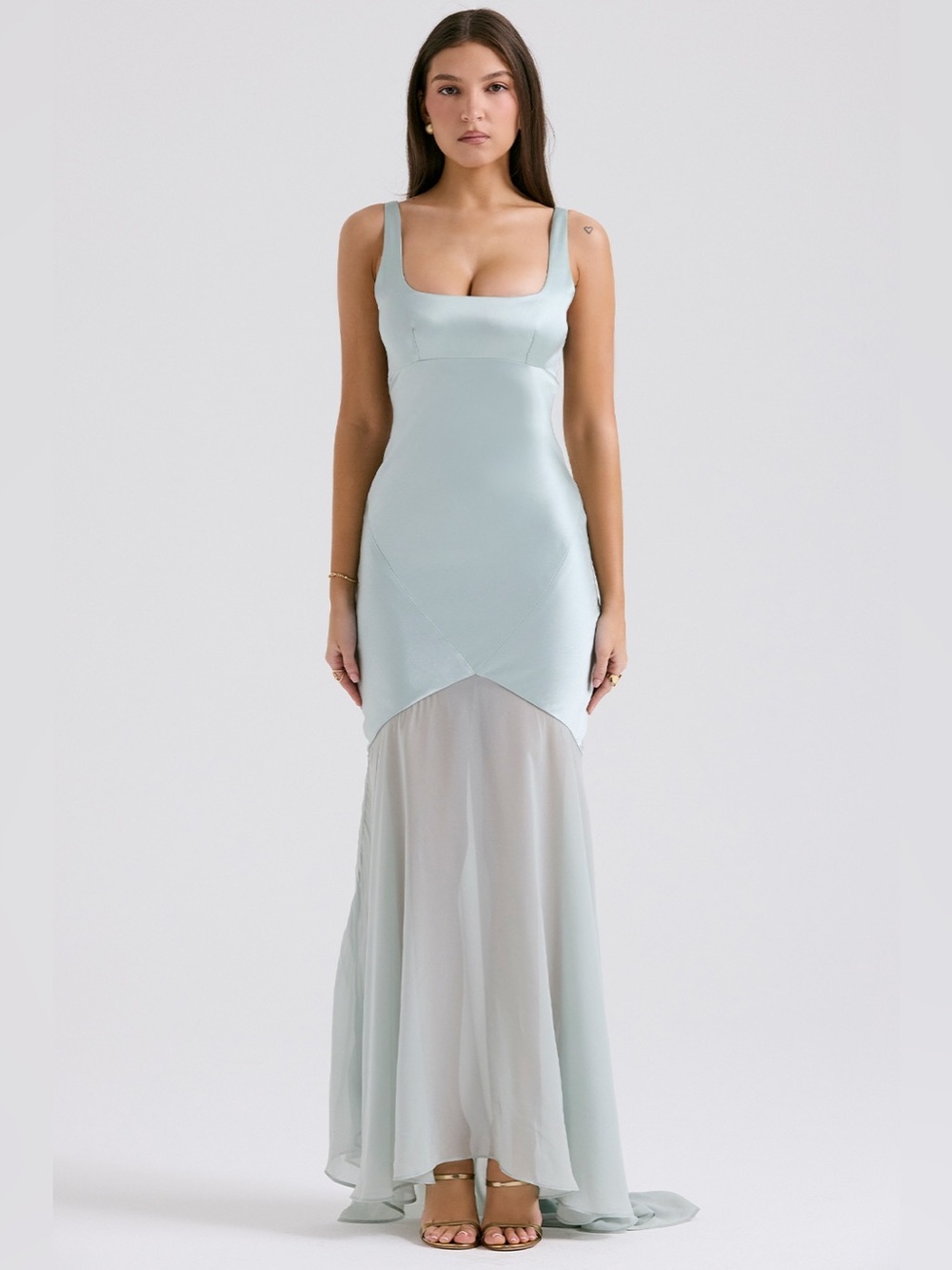 HOUSE OF CB Vittoria Pistachio Chiffon Gown S